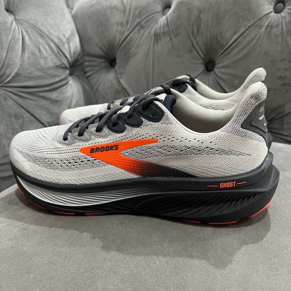 Brooks Ghost 17 Running Shoes Road Athletic Mens 11.5 Grey Orange 1104421D048